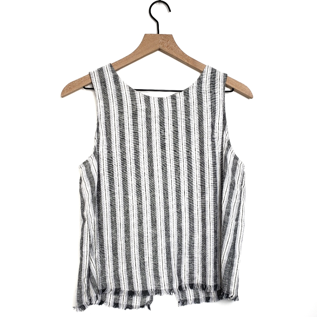 Drew Anthropologie Striped Raw Hem Top